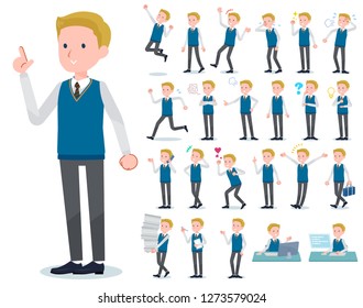 A set of school boy with who express various emotions.There are actions related to workplaces and personal computers.It's vector art so it's easy to edit.