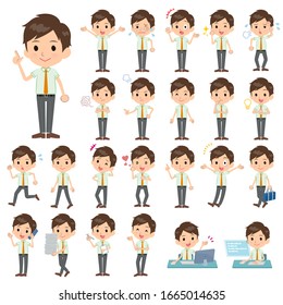 A set of school boy with who express various emotions.There are actions related to workplaces and personal computers.It's vector art so it's easy to edit.
