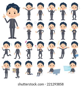 A set of School boy with who express various emotions.
There are actions related to workplaces and personal computers.
It's vector art so it's easy to edit.