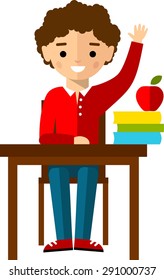 Set of school children in flat style
Concept of learning with  school children, table and computer 
