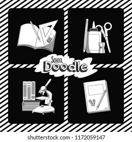 Set of school doodle cards