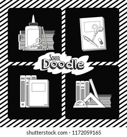 Set of school doodle cards