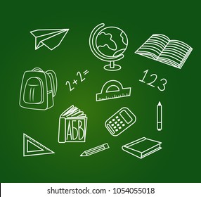 Set of school doodle illustrations - Back to school