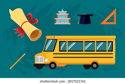 set of school education cartoon