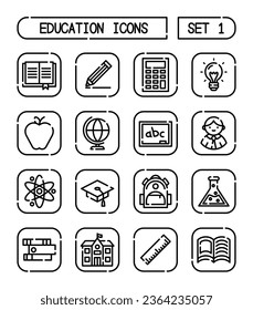 Conjunto De Iconos Escolares Y Educativos