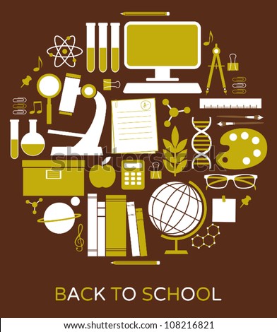 A set of school and education icons.