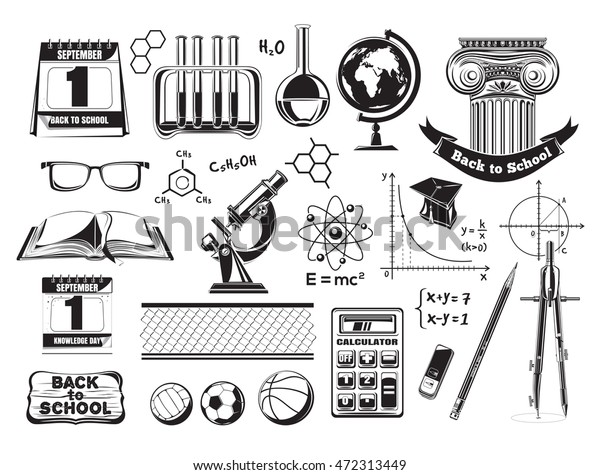 Set school and education\
icons. Black icons isolated on a white background. Vector\
illustration