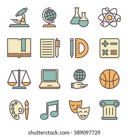 Set school   education icons  Vector illustration