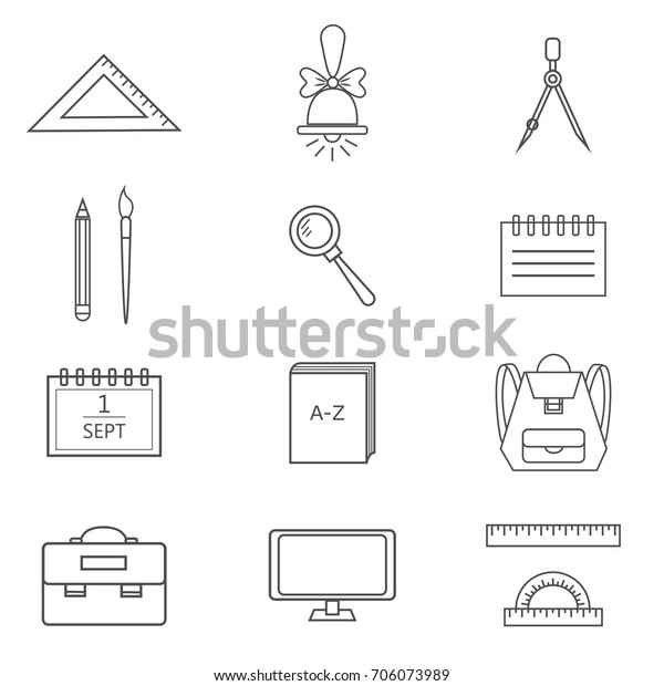 Set of school and\
education outline icons