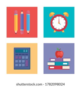 set of school and education supplies vector illustration design