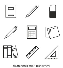 Un conjunto de íconos escolares y educativos. Contiene iconos para los servicios involucrados en la formación. Ilustración del vector