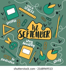 Set of school elements. Background doodle vector illustration
