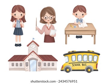 Set of School Elements Clipart