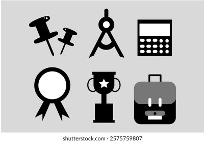 set of school elements.
school clipart vector set.
stationery design illustration.