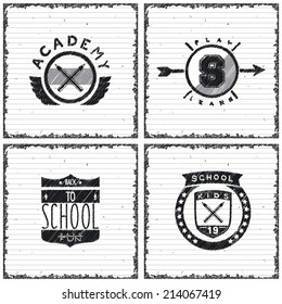 Set of school emblems design hand-drawn strokes. Vector elements eps 8