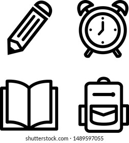 Set of school equipment icon, student equipment