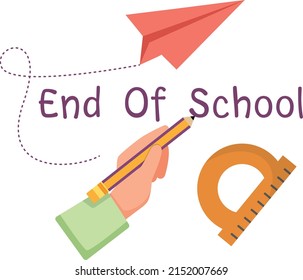 Set of school equipment. ruler and pencil. end of school year. The concept of education. Flat vector illustration isolated.