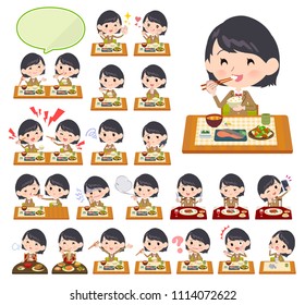 A set of School girl about meals.
Japanese and Chinese cuisine, Western style dishes and so on.
It's vector art so it's easy to edit.