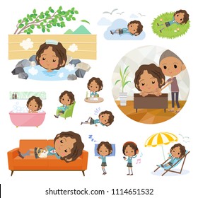 A set of School girl about relaxing.
There are actions such as vacation and stress relief.
It's vector art so it's easy to edit.