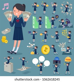 A set School girl with concerning money and economy.
There are also actions on success and failure.
It's vector art so it's easy to edit.