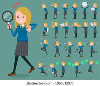 A set of school girl with digital equipment such as smartphones.
There are actions that express emotions.
It's vector art so it's easy to edit.