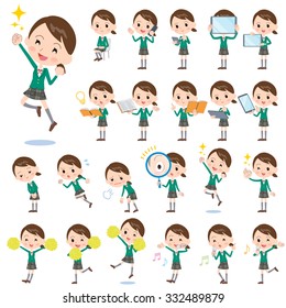 A set of school girl with digital equipment such as smartphones.
There are actions that express emotions.
It's vector art so it's easy to edit.