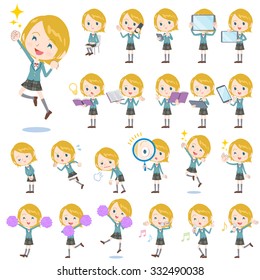 A set of school girl with digital equipment such as smartphones.
There are actions that express emotions.
It's vector art so it's easy to edit.