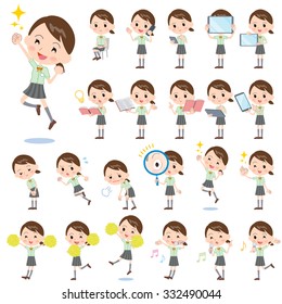 A set of school girl with digital equipment such as smartphones.
There are actions that express emotions.
It's vector art so it's easy to edit.