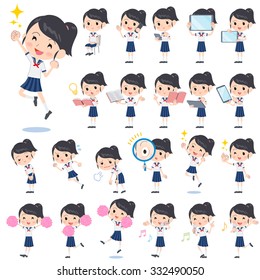 A set of school girl with digital equipment such as smartphones.
There are actions that express emotions.
It's vector art so it's easy to edit.