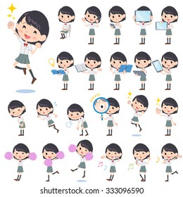 A set of school girl with digital equipment such as smartphones.
There are actions that express emotions.
It's vector art so it's easy to edit.