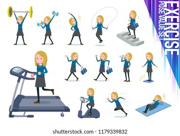 A set of school girl on exercise and sports.There are various actions to move the body healthy.It's vector art so it's easy to edit.