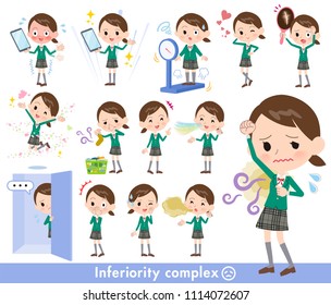 A set of School girl on inferiority complex.
There are actions suffering from smell and appearance.
It's vector art so it's easy to edit.