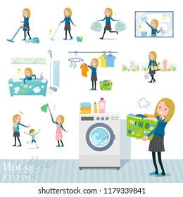A set of school girl related to housekeeping such as cleaning and laundry.There are various actions such as child rearing.It's vector art so it's easy to edit.