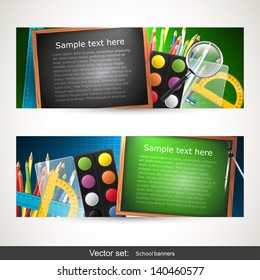 Set of school horizontal banners with copyspace