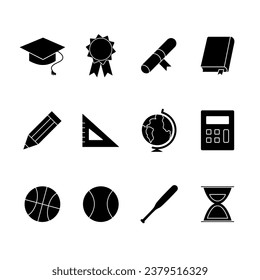 Set of School icon. Black Education icons pack. Vector illustrations
