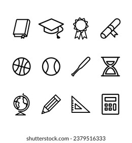 Set of School icon. Education icons pack. Line Style Vector illustrations