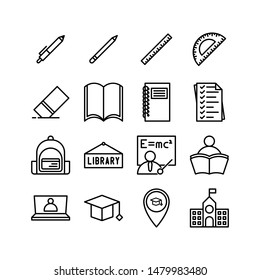 Set Of School Icon. education vector for element design isolated on white background