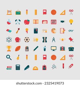 conjunto de iconos escolares libres de vectores