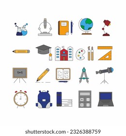 conjunto de iconos escolares libres de vectores