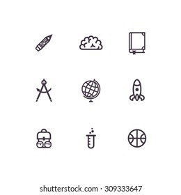 Set of school icons on white background