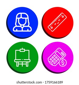 Conjunto de iconos escolares. Como Maestros, Gobernantes, Easel, Calculadora, iconos escolares