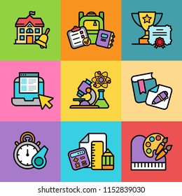 Set of school icons. Vector illustration