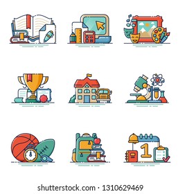 Set of school icons. Vector illustration