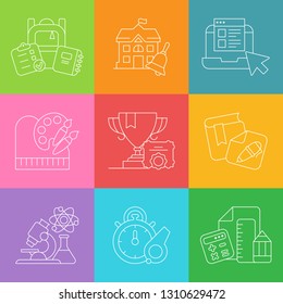 Set of school icons. Vector illustration