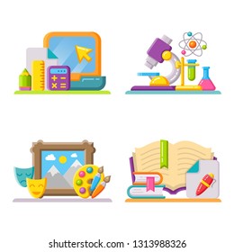 Set of school icons. Vector illustration