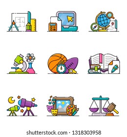 Set of school icons. Vector illustration