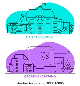 Set of school icons. Vector illustration
