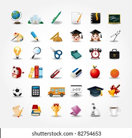 Set Of School Icons,back To School Button