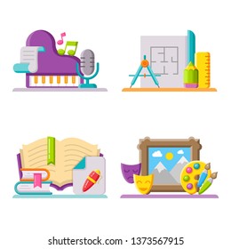Set of school illustration. Vector illustration
