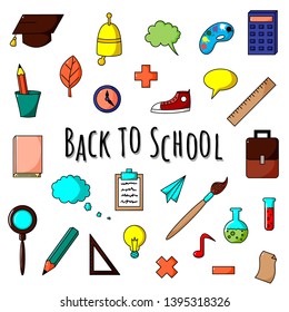 Set of school illustrations. Vector. Back to school.